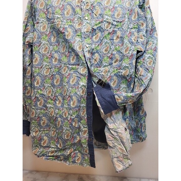 Cremieux Men’s Pearl Snap Shirt XL Multicolor Paisley Premium Denim Long Sleeve - Picture 4 of 8